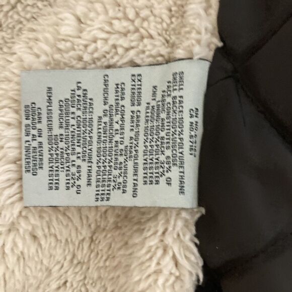 Levi Strauss Brown Faux Leather Jacket Hooded Womans Large Sherpa quilted zip - Picture 13 of 13